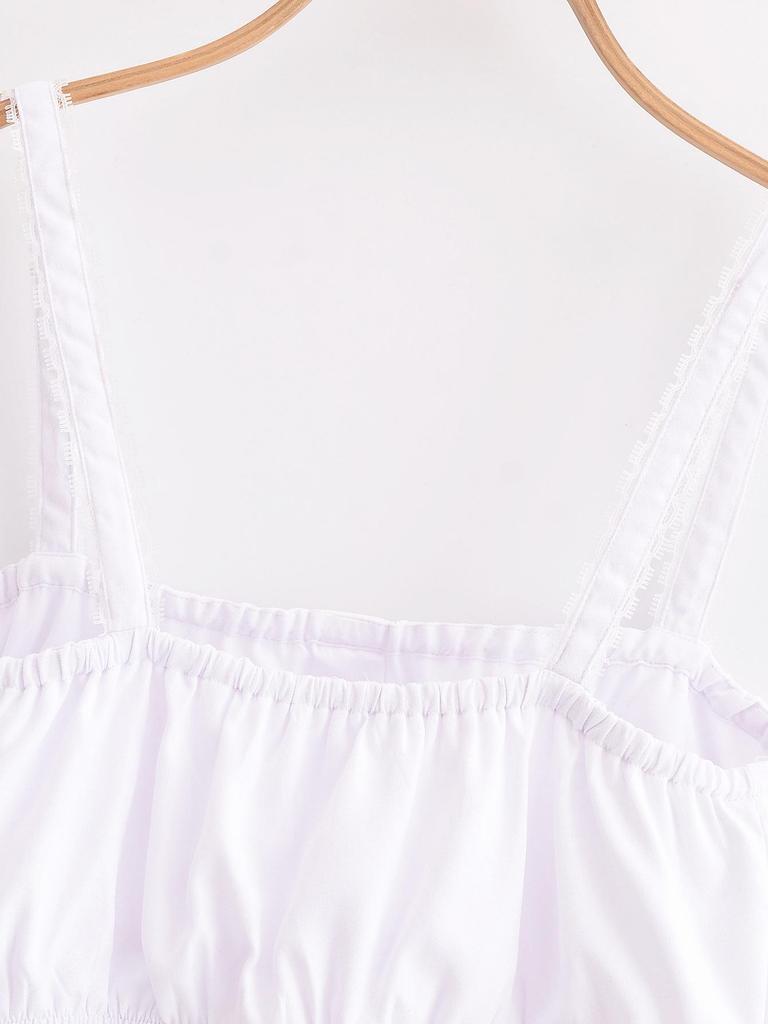 Spring 2025 Women's Fashion: European & American Style Poplin Short Top with Midi Skirt