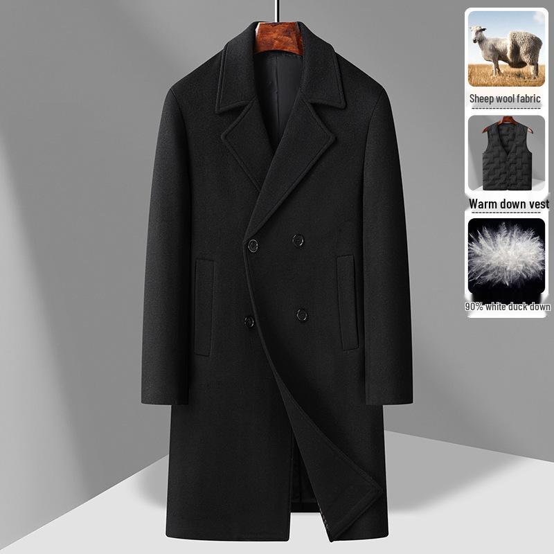 2025 Men's Mid-Length Double-Breasted Wool Cashmere Coat