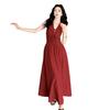 Hong Kong Style Red Strap Neck Sexy Holiday Style Dress Summer New Waist Thin Big Swing Dress