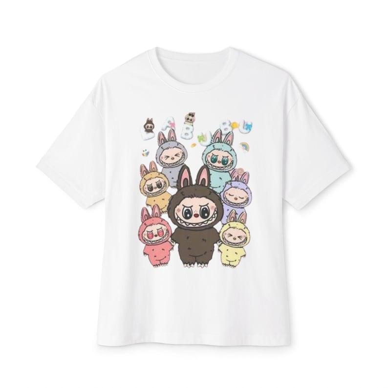 Cute Labubu Unisex Tee Women Funny Cartoon T Shirt Y2K 90S Harajuku Graphic Ulzzang T-Shirt 90S Print Tshirt Aesthetic Top Tee Unisex