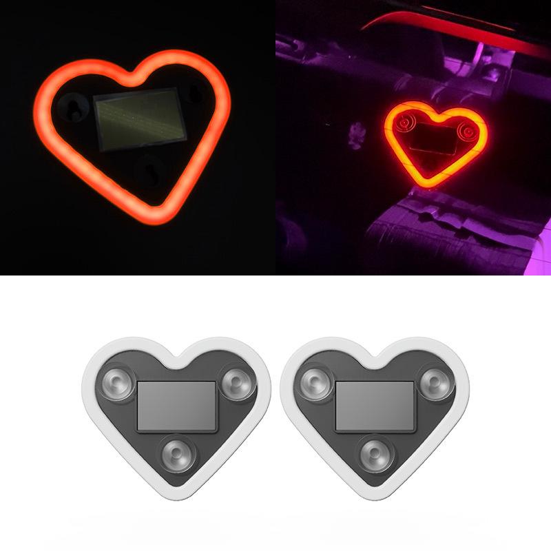 Automotive solar car interior heart-shaped neon light atmosphere light decoration LED car window glowing heart atmosphere light