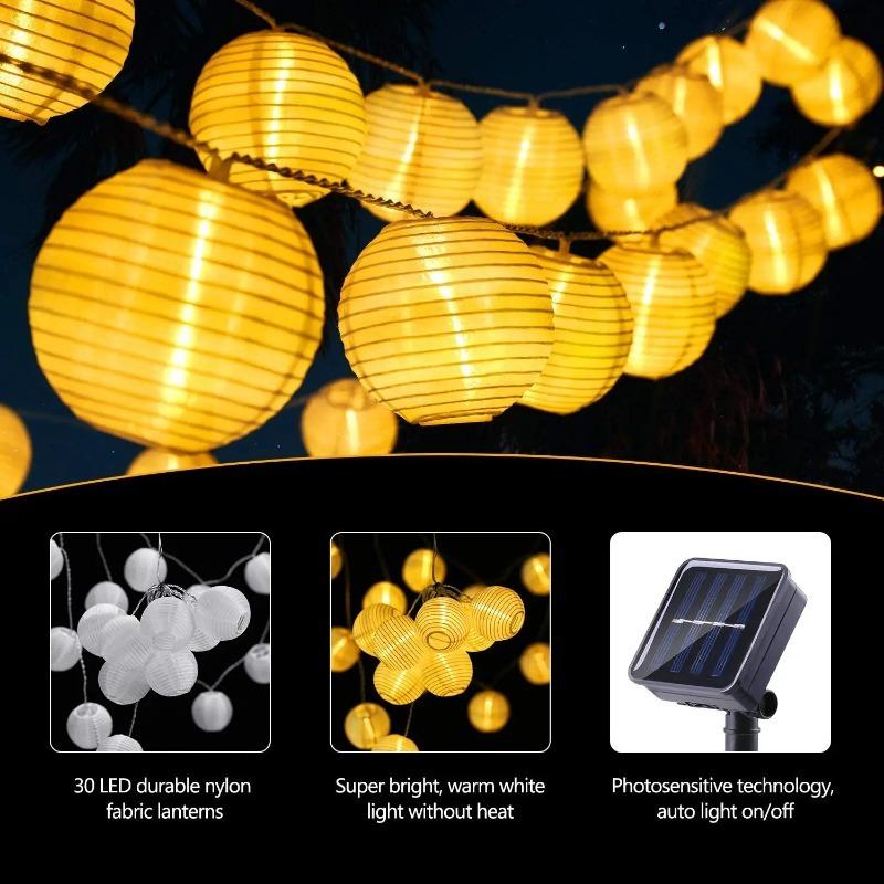 Lanterne 5W Catena Luminosa Solare a LED per Esterno Giardino Recinzione Ghirlanda di Luci Fata per Natale Matrimonio Festa Patio