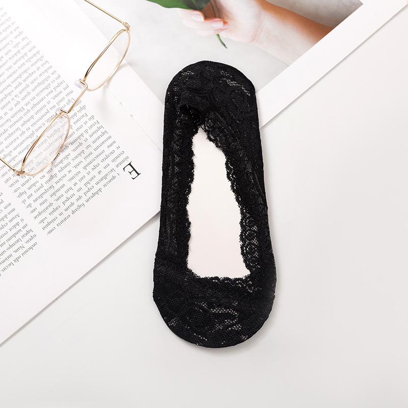 Women's Non-Slip Low Cut Ice Silk Lace Socks