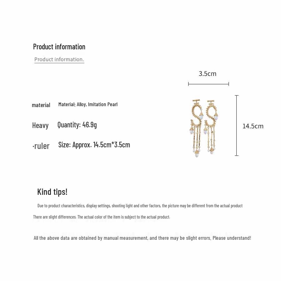 High-End Metal 'S' Pearl Tassel Earrings - Exquisite Light Luxury Jewelry