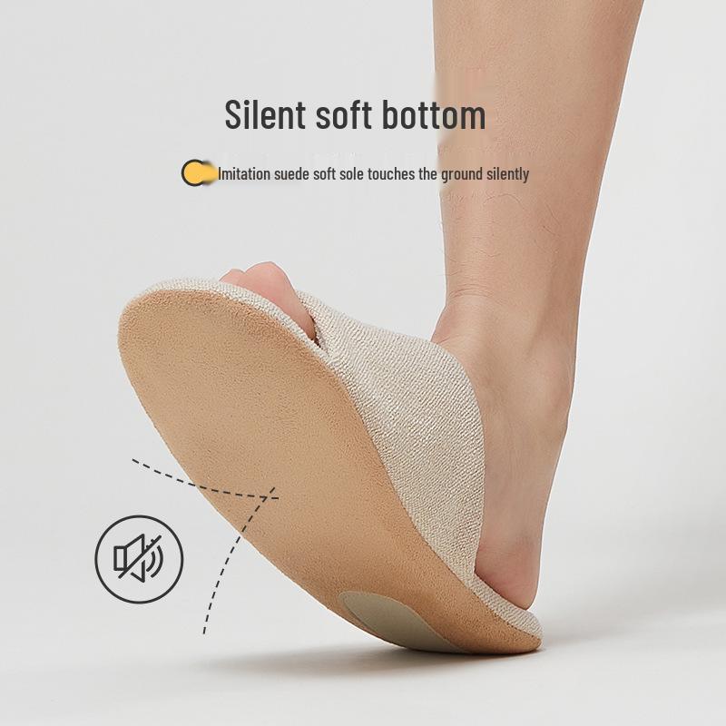 Youtiao Silent Open-Toe Indoor Slippers - Breathable Summer Linen for Wood Floors