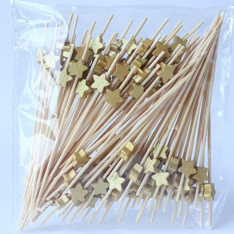 12CM Bamboo Pearl Skewers: Creative Cocktail and Fruit Plate Decor Toothpicks