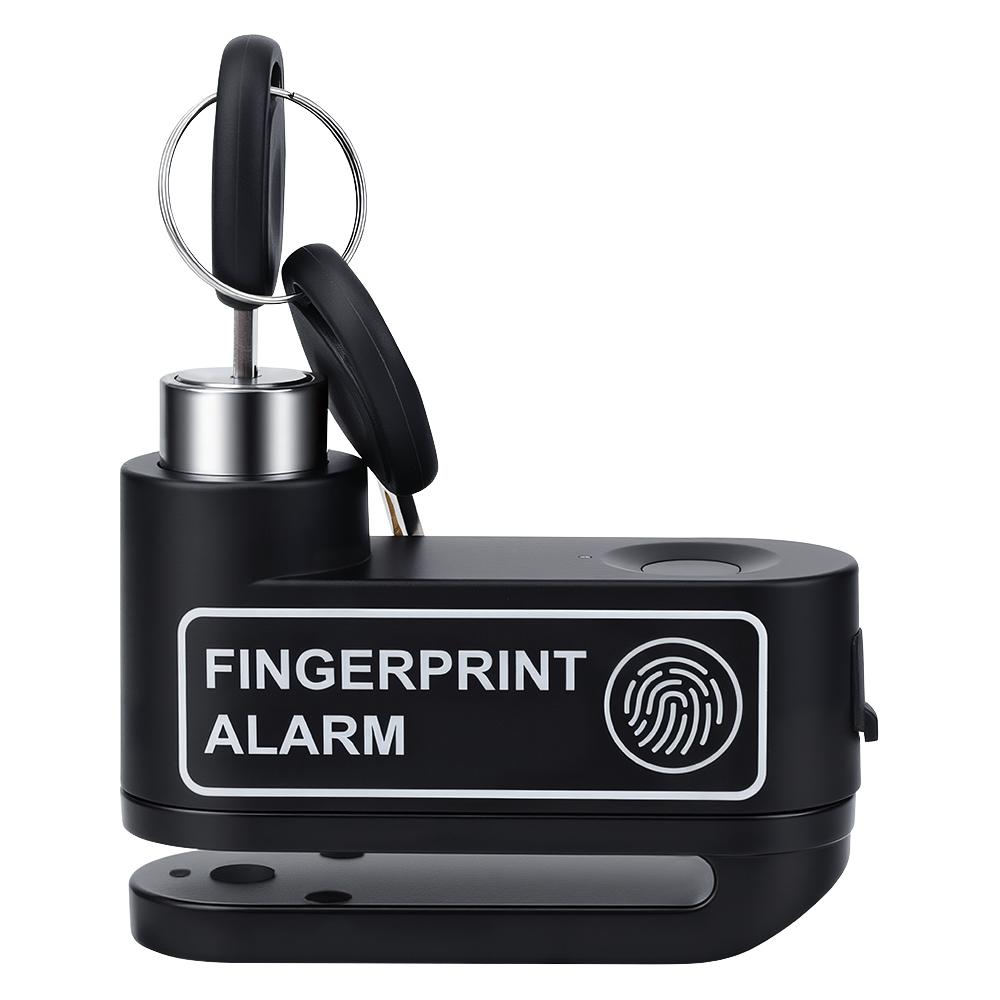 Disc Brake Lock 120dB Fingerprint Motocycle Alarm with Keys Anti-theft Lock Rechargeable Motorbike Accessories disc lock