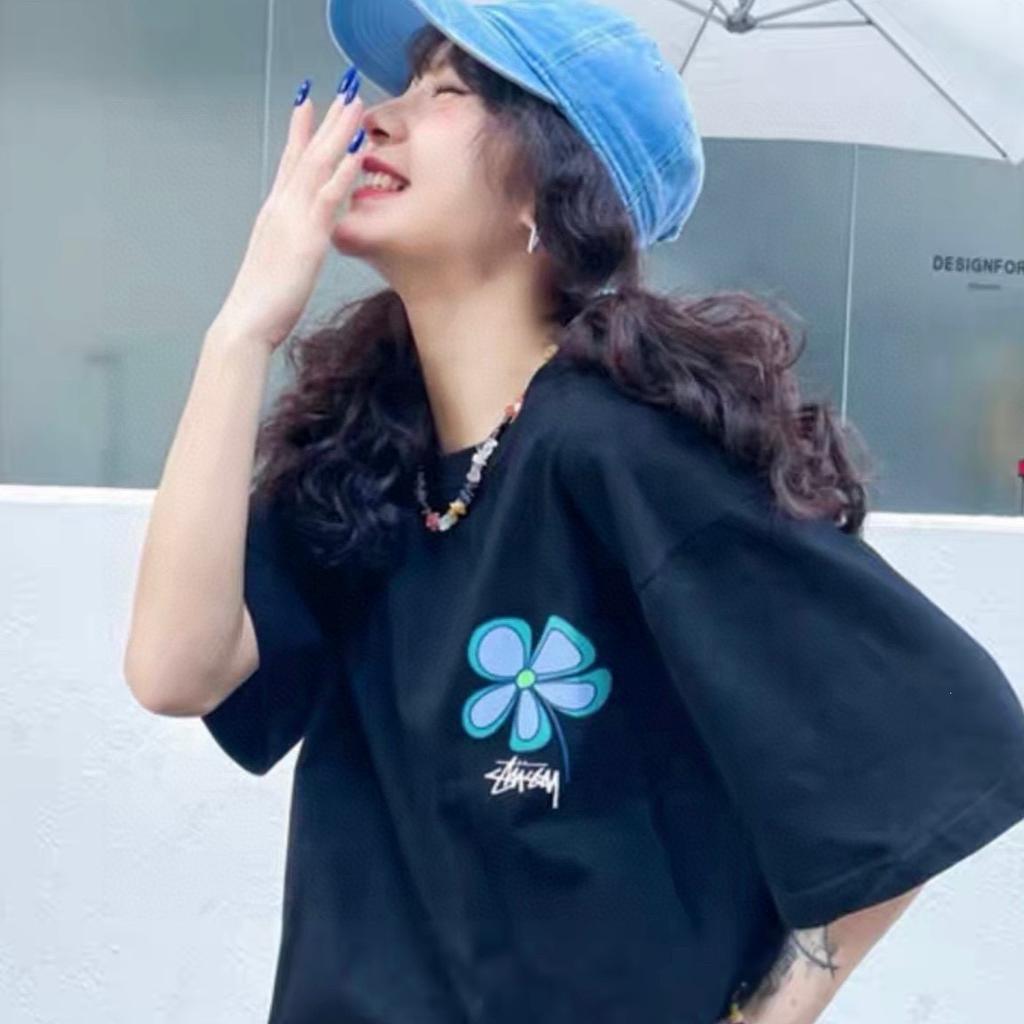 Flower Print Short Sleeve 2 World Cruise TU West Flower TeeT-Shirt Summer Couple Student ins