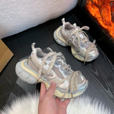 New L Retro Old Sports Shoes Lace-up Low-top Thick-soled Thin Mesh Breathable Heightening Shoes