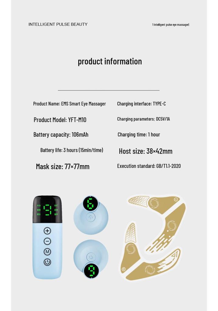 EMS Microcurrent Beauty Eye Massager: Fade Dark Circles & Wrinkles, Small Mask King