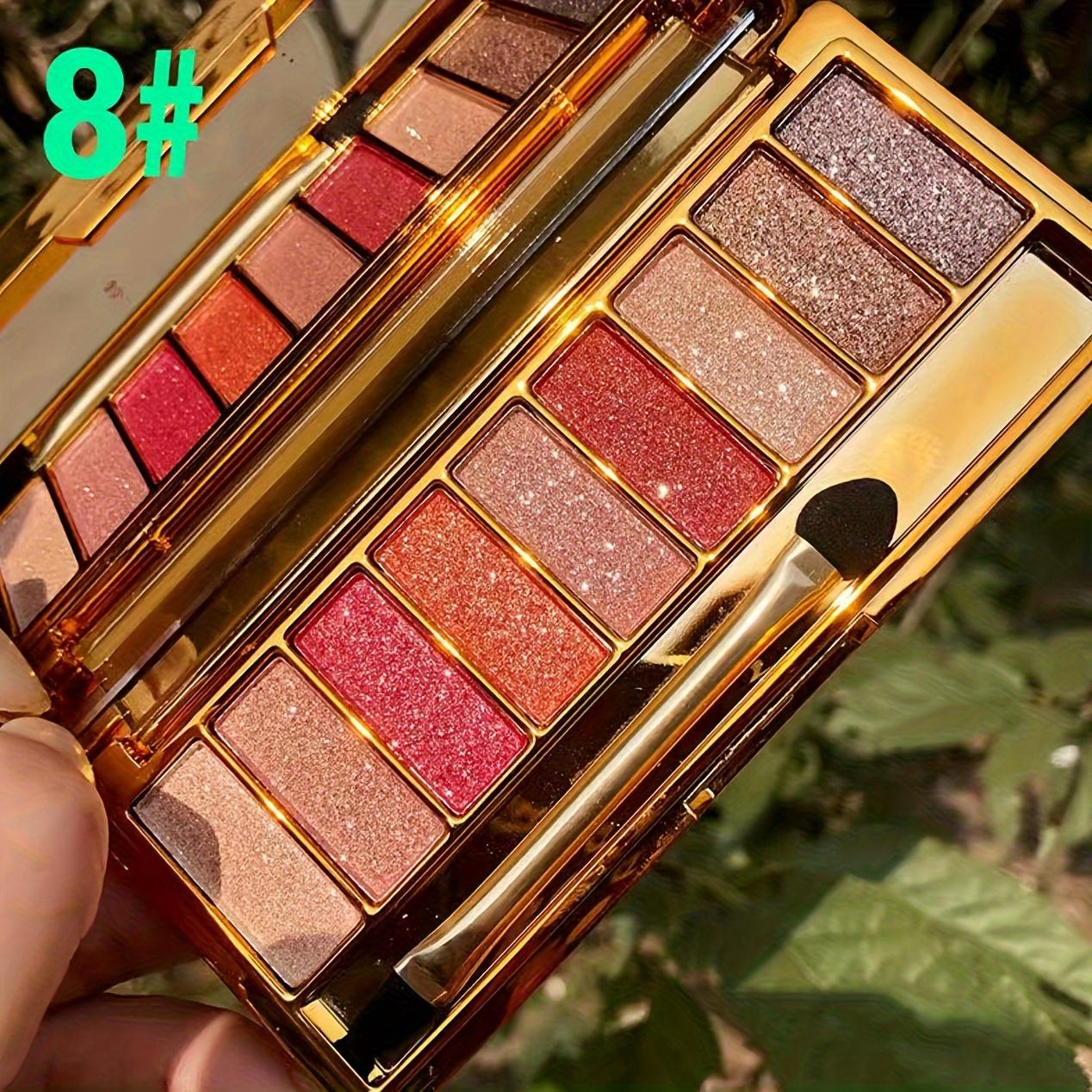

Золотая палетка теней для век. Сверкающая блестящая палетка теней для век с кисточкой и зеркалом. Высокопигментированный, стойкий макияж для великолепного образа. красный