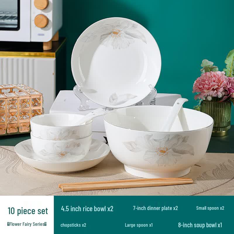 OIMG Flower Fairy Elegant Ceramic Soup Bowl Set