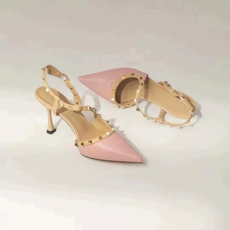 

Fashion 2025 Women s Sandals Summer New High Heel Pointed Head Rivet Buckle Slippers Casual Temperament Fine Heel Sandals 34