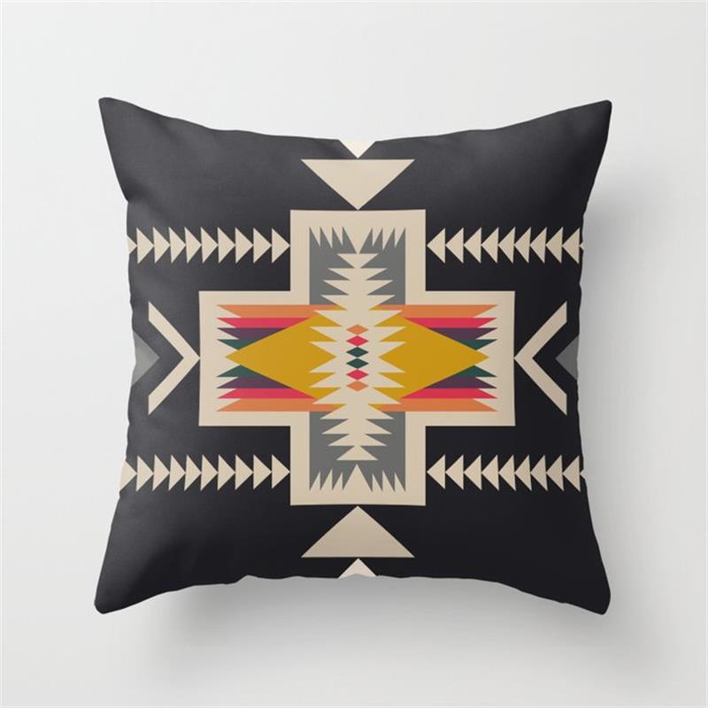 Ethnic Style Pillowcase Abstract Retro Geometric Linen Pillowcase Indian Style Decorative Cushion Cover