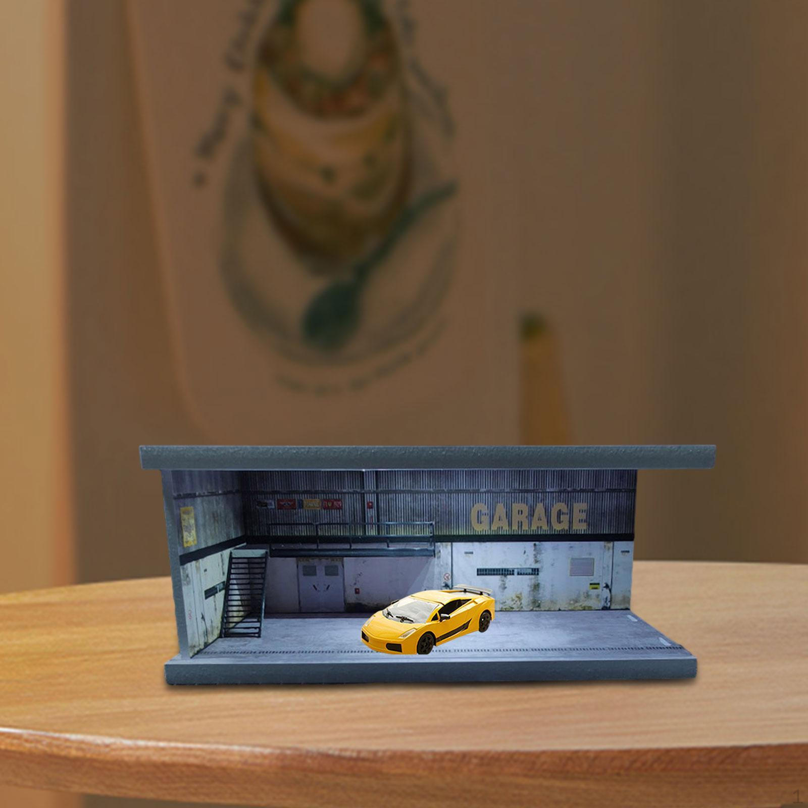 

1/64 Диорама Автомобильный Витрина Литой Гараж с Освещенной Парковкой Коллекционная Защита FC06