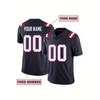 Customized Name And Number Men's Embroidered American Football Jersey New England Blue V-Neck Personalized Short Sleeved Shirt