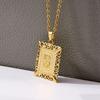 Exquisite Gold Color Initial Pendant Necklace for Women Men Stainless Steel Geometric Alphabet Necklace Friendship Jewelry