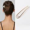 Metal U Shaped Hair Stick for Women Girls Silver Gold Color Vintage Elegant Shell Enamel Ponytail Hairpin Female Headwear Gifts