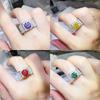 2 Carat Men's Silver-Plated PT950 Luxury Colored Moissanite Ring