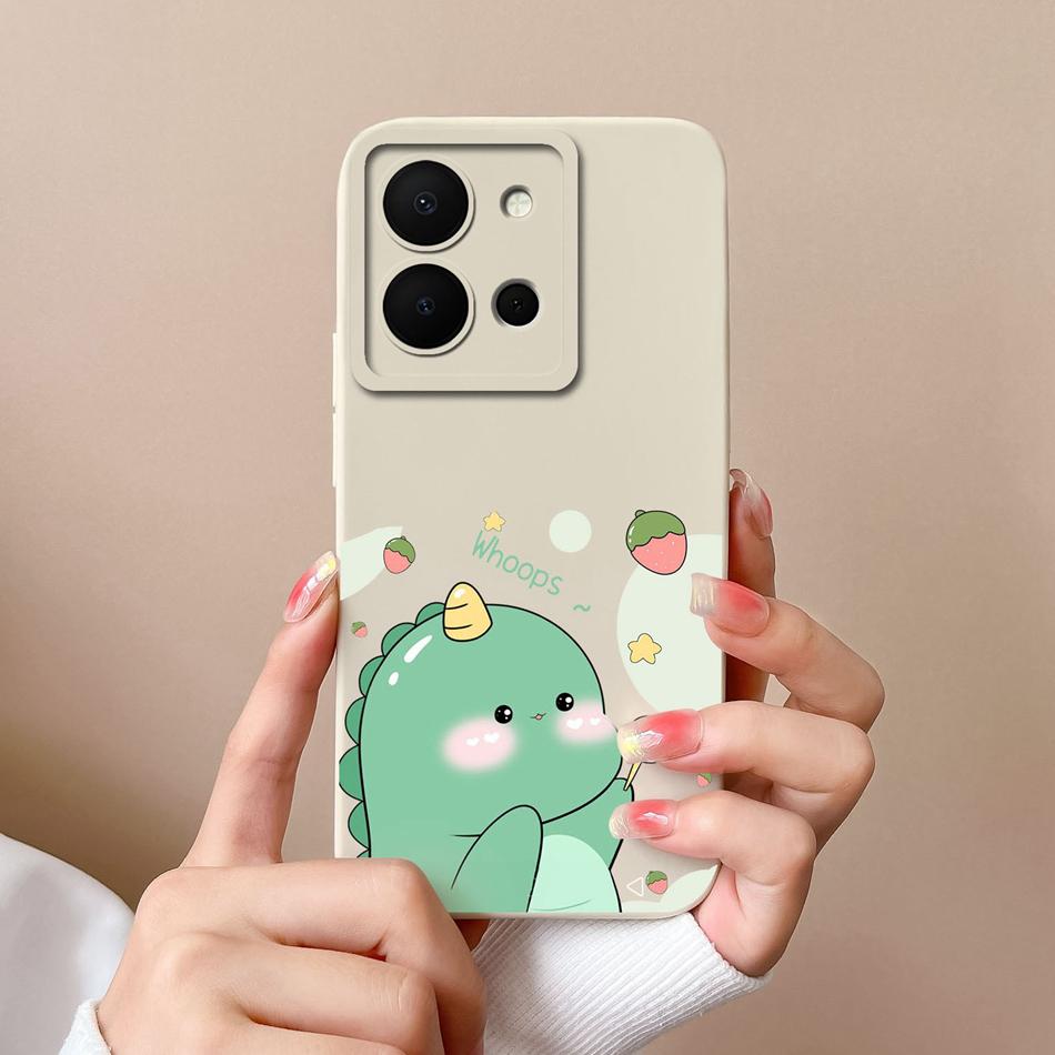 For Vivo Y36 4G 5G Case Dinosaur Soft Smooth Liquid Silicone Full Protection Anti Choc Phone Shell For Vivo Y 36 VivoY36 Cover