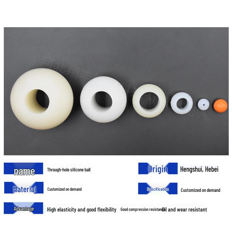 High Elastic Silicone Balls: Large & Small, Colored, Hollow, Vibrating Screen Rubber Balls 18mm diameter with 4mm half-hole, black