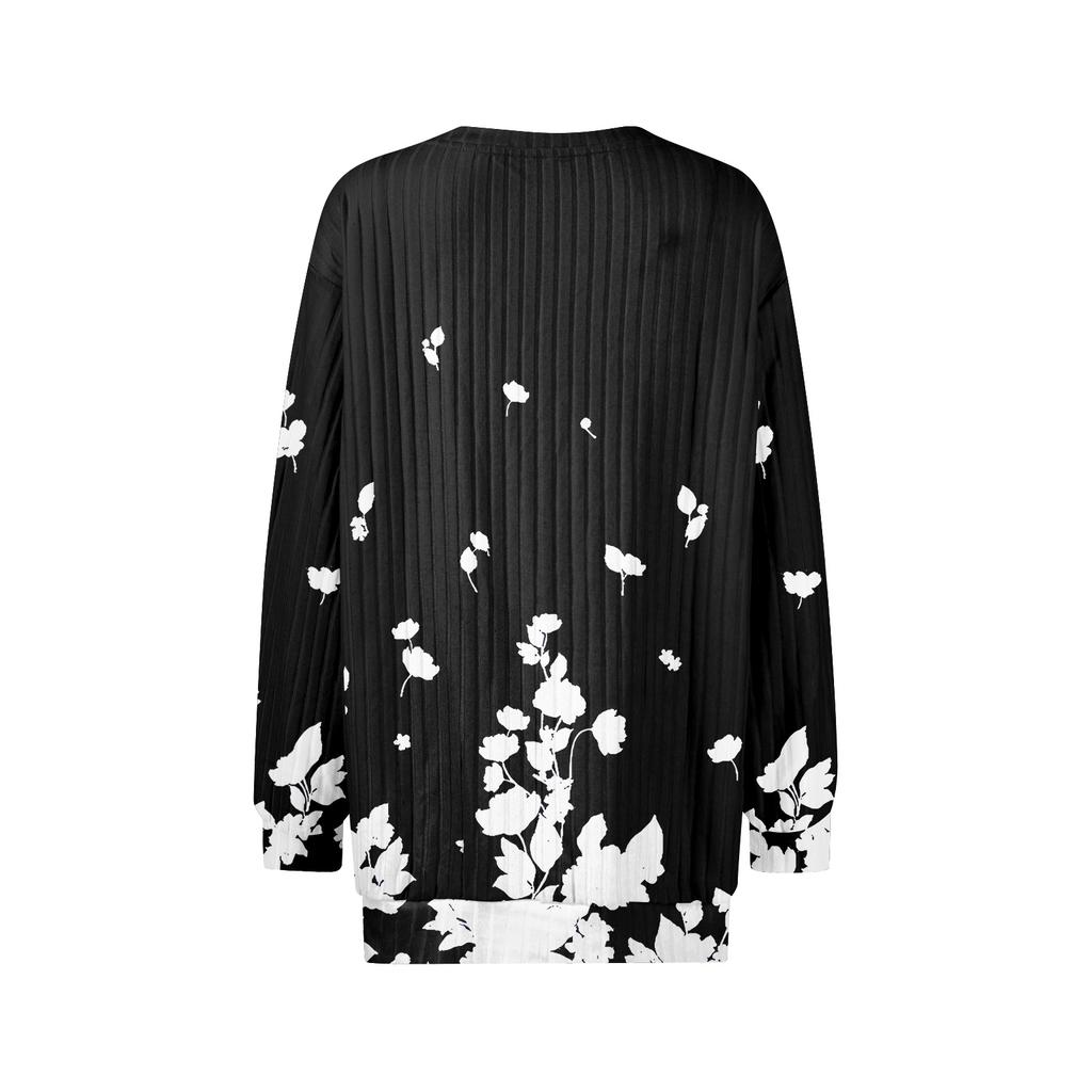 Women's Printed Lightweight Brushed-Cotton Round Neck Top