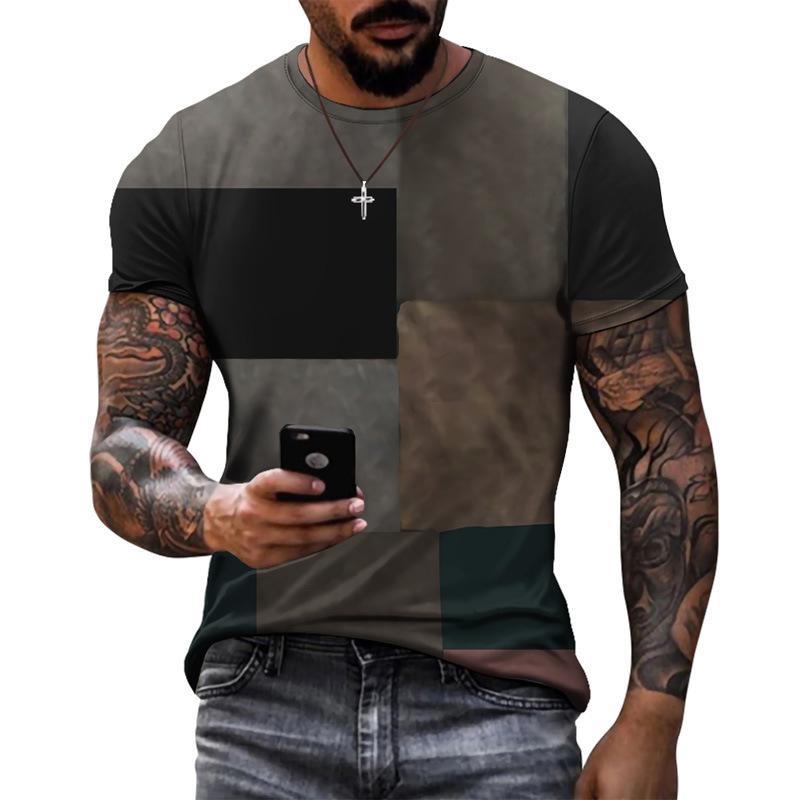 Nové pánské tričko ležérní s krátkým rukávem jednoduché 3D prošívání polyesterové letní kulatý výstřih pulovr personalizovaný sportovní top