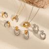 Minimalist Heart Shape Stainless Steel Earring Set With Moon Elements For Women