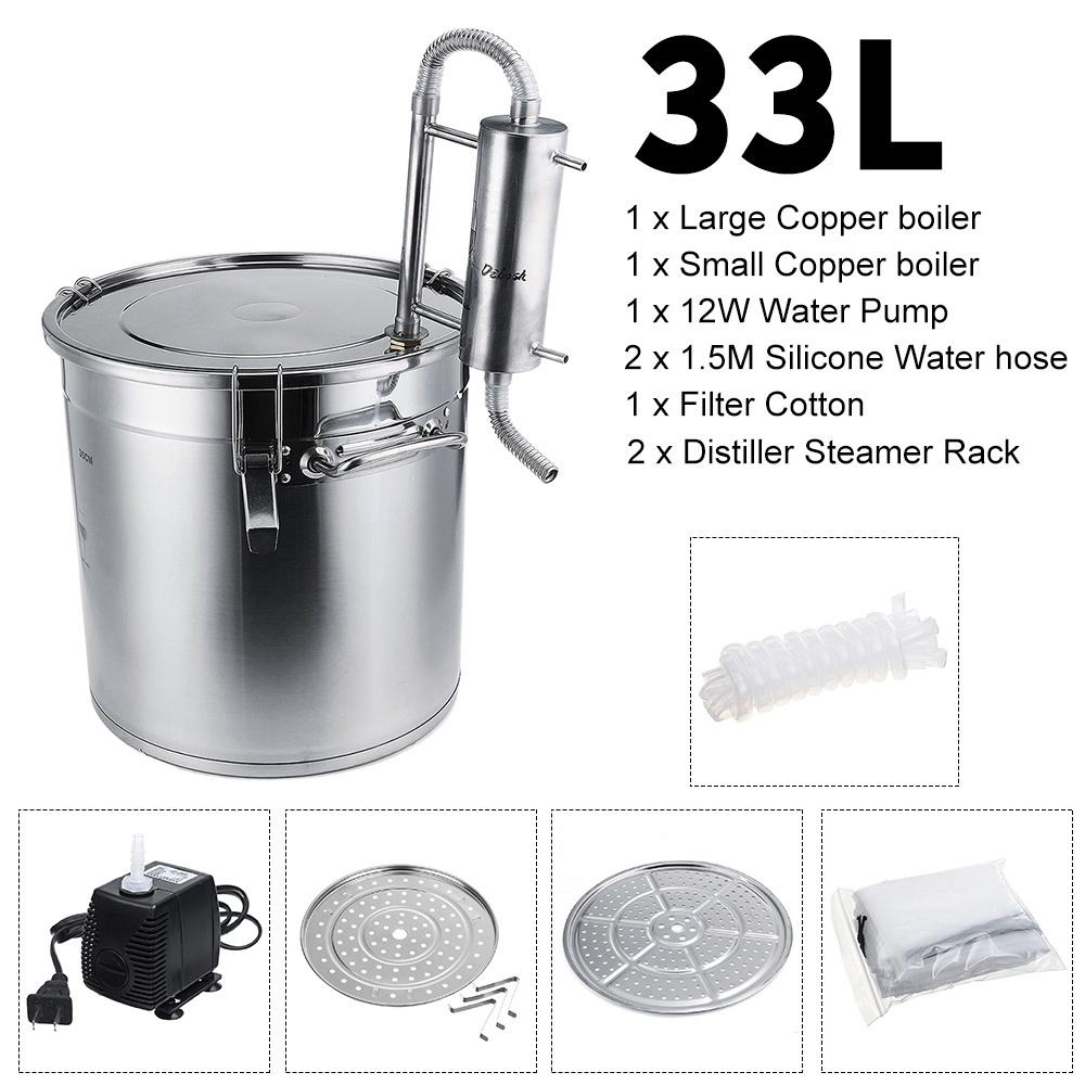 220V-240V 33/22/12L Efficient Wine Beer Alcohol Distiller Moonshine Alcohol Home DIY Brewing Kit Home Distiller Copper Distiller Equipment