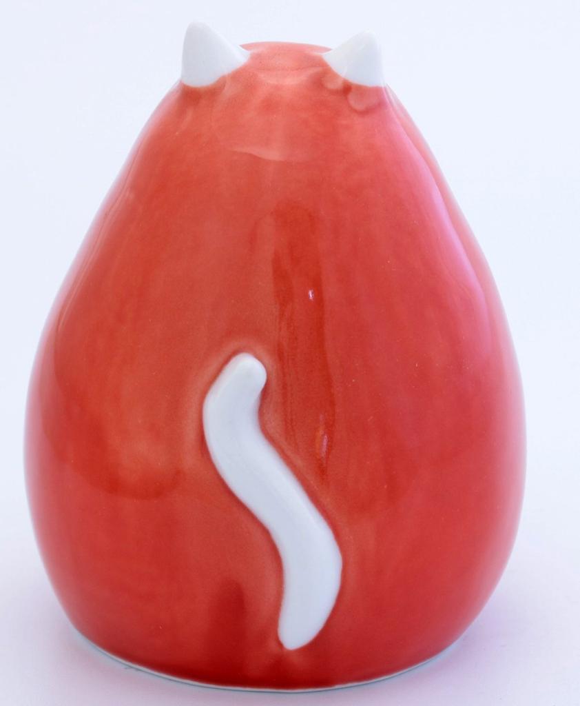 Arita Ware by Yoshinobu Daruma Cat Red Kitagawa, Figurine,