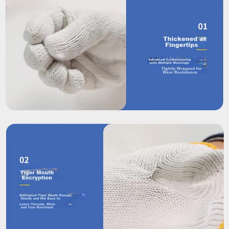 Thick 600G Nylon Yarn Knitted Durable Gloves, Non-Slip Lightweight Breathable, Household Machinery Repair Moving, 12 Pairs