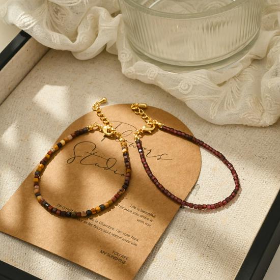 Vintage Sparkling Sugar Cube Natural Stone Layered Bracelet for Women