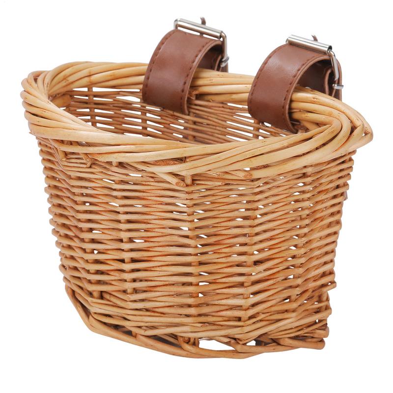 Woven Bike Basket Mini Bike Decor Front  Storage Basket Bike Decoration With Adjustable Mounting Straps For Picnic Photography