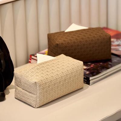 Faux Leather Tissue Box Holder Easy Maintenance Rattan Stain-resistant Tissue Case Bathroom Accessory