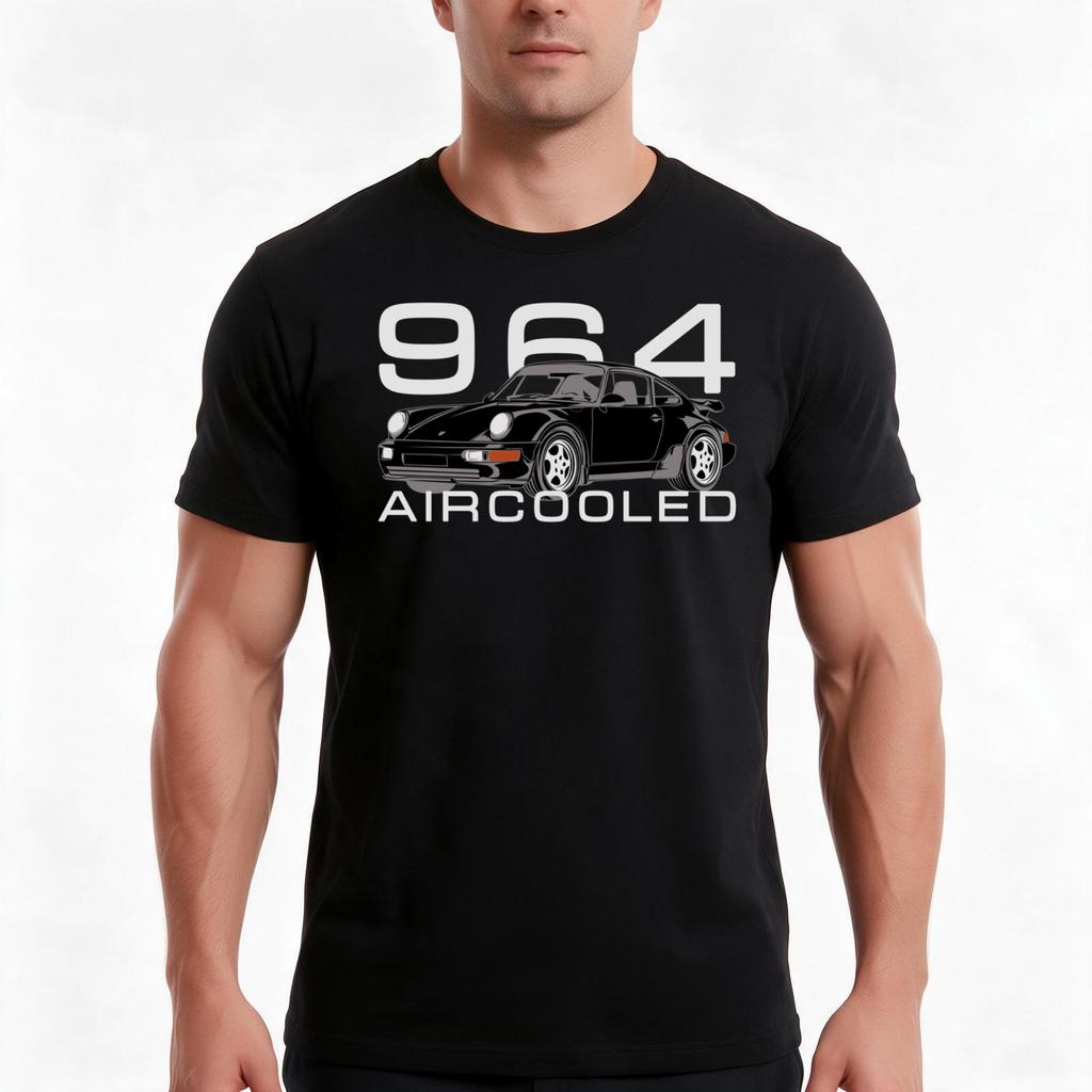 964 Aircooled Tshirt Summer Casual Cotton Tee Oversized Streetwear Tops Vintage Graphic Print Loose Fit Short Sleeve