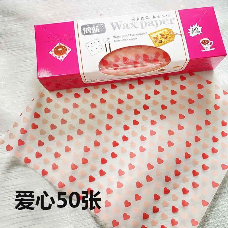 50pcs Sheet Oil-Proof Wax Paper Christmas Food Wrapper  Sandwich Burger Fries Baking  Bread Oilpaper Pastry Packaging