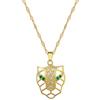 Green-Eyed Leopard Head Light Luxury Temperament Gorgeous Full Diamond Necklace Female Versatile Collarbone Chain Titanium Steel Chain