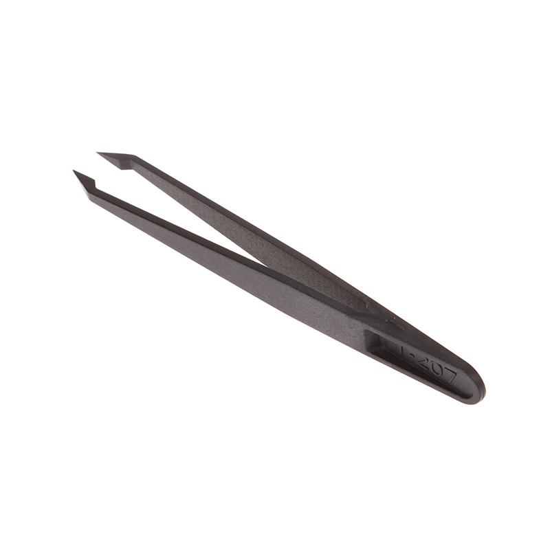 1 шт. Инструмент для ремонта часов Антистатический пинцет из углеродного волокна Прямой изогнутый Пластиковая ручка Монтажный пинцет для часовщика T-207