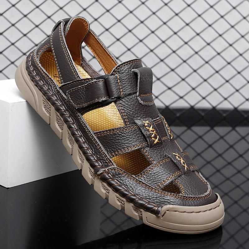 

Foreign trade export cowhide sandals men s 2025 summer outdoor wading leisure sports bag head beach shoes 46