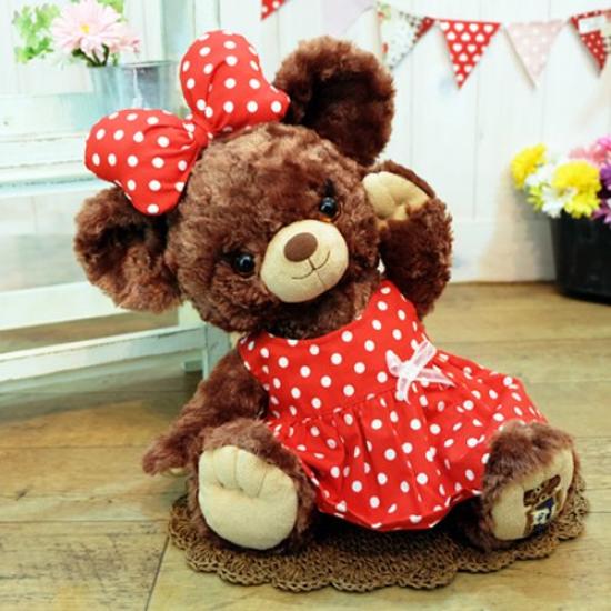 cushu cush UniBear Costume Red Polka Dot Sleeveless Dress Ribbon Size Small &