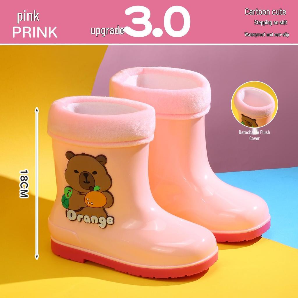 Wasserdichte gefütterte Gummistiefel für Kinder: Rutschfeste, kältebeständige Gummistiefel mit Kordelzug für Kleinkinder und ältere Kinder