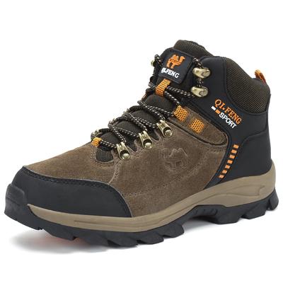 Outdoor High-top Boots Men Laced Thick-soled Men Shoes Soft Breathable Wear-resistant Shock-absorbing Casual Hiking Shoes Men