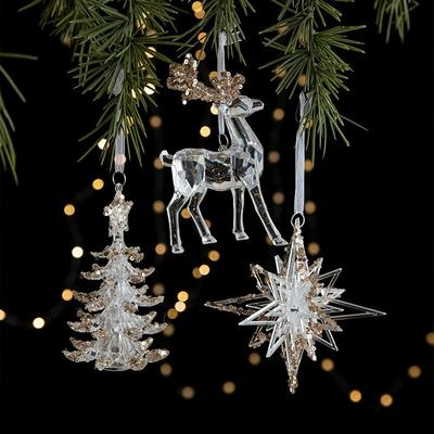 Décorations de Noël transparentes en acrylique pour sapin - Pendentifs de styles variés pour les fêtes de famille et la décoration de Noël à la maison