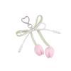 Handmade Tulip Pendant Cartoon Heart Bag Charm Trendy Pearl Tulip Keychain  Car Accessory