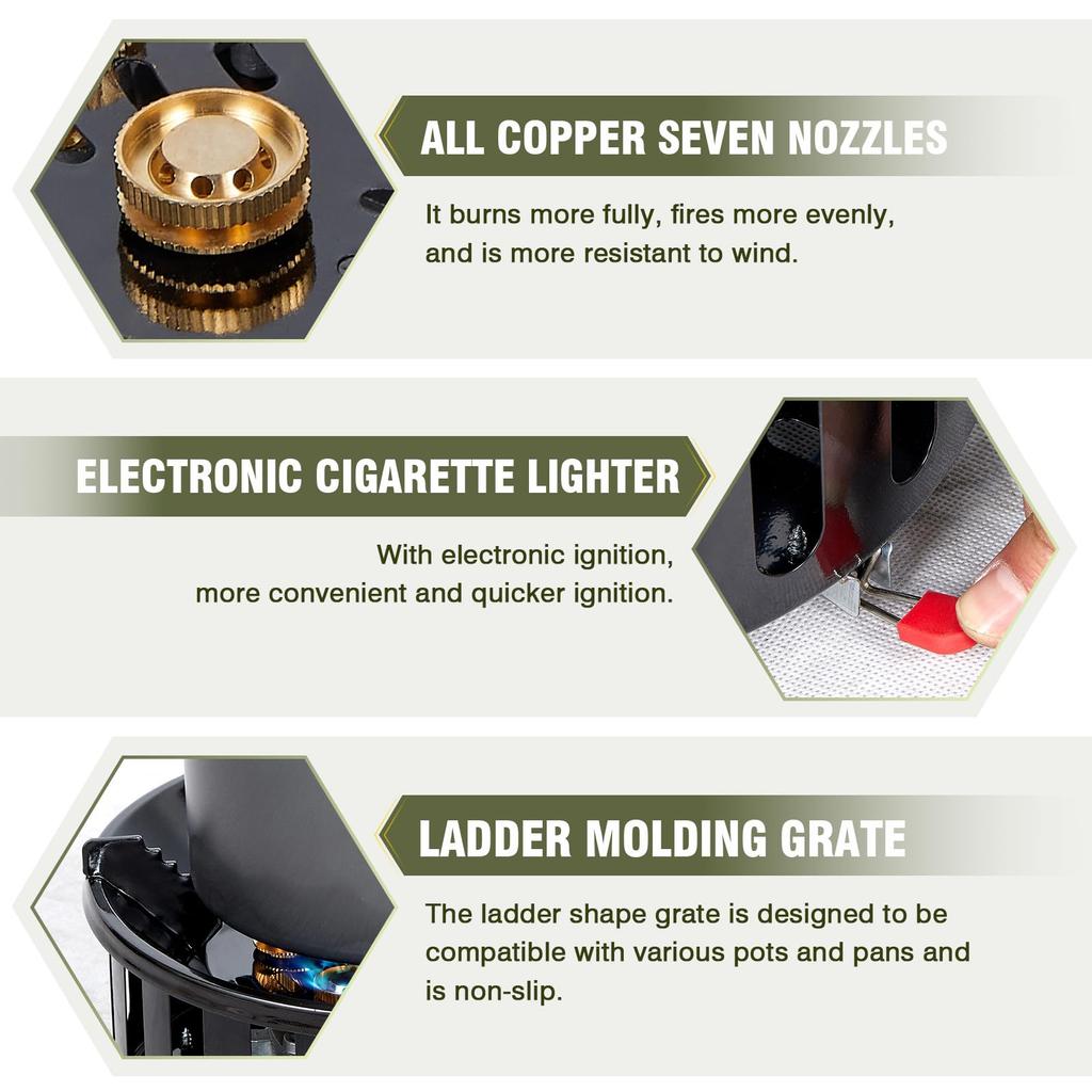 Outdoor Windproof Camping Gas Stove Furnace Burning Propane Burner With Piezoelectric Ignition For Picnic Cooking Hiking Burner
