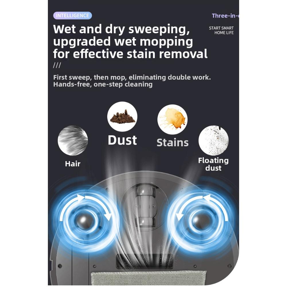 Powerful Suction Robot Vacuum with Type C Charging Washable Mop for Pet Hair Removal and Efficient Floor Cleaning