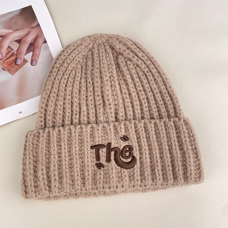 Woolen Hat for Women in Autumn and Winter Warm Ear Protection Hood Thickened Cold-proof Hat Korean Style All Match Letter Knitted Hat