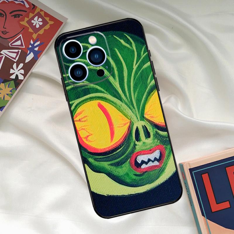 Alien Martian UFO Phone Case For iPhone 15 14 12 11 13 16 17 Pro Max 15 16 Plus 13 Mini 16e 17 Air Funda Cover