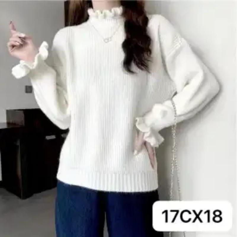 Fungus Edge Half Turtleneck Sweater for Women Autumn Inner Layering Shirt New Top Winter