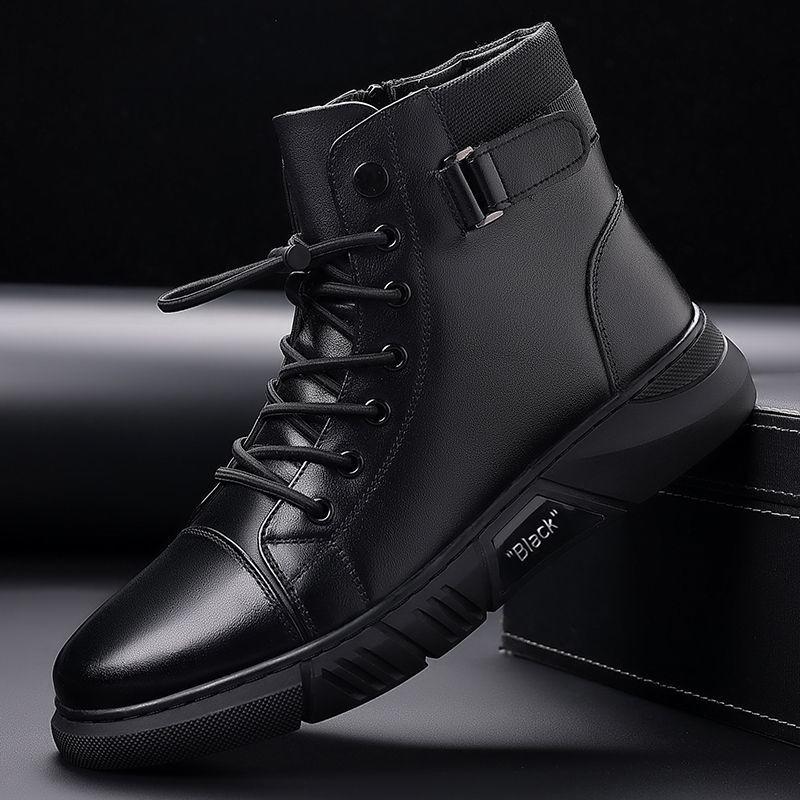 Martin Boots Men's Winter Velvet Cotton Shoes High-top Men's Leather Boots Leather Cotton Leather Shoes Warm Snow Boots Men's Shoes